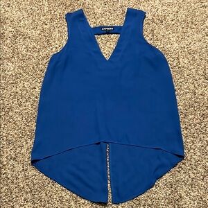 Express Blue Asymmetrical Cut Out Tank Top